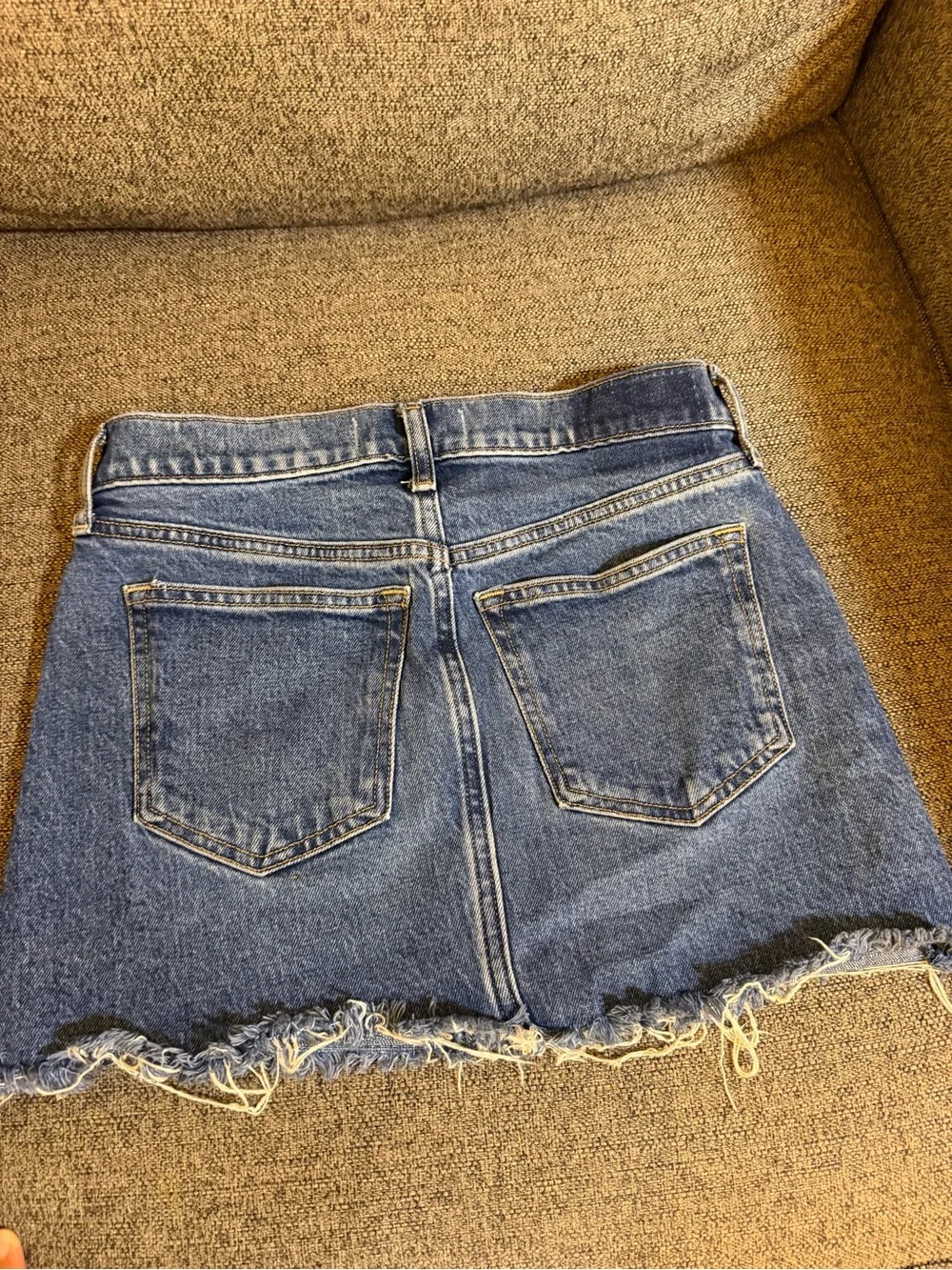 Abercrombie & Fitch Blue Denim Mini Skirt with Cherry Embroidery